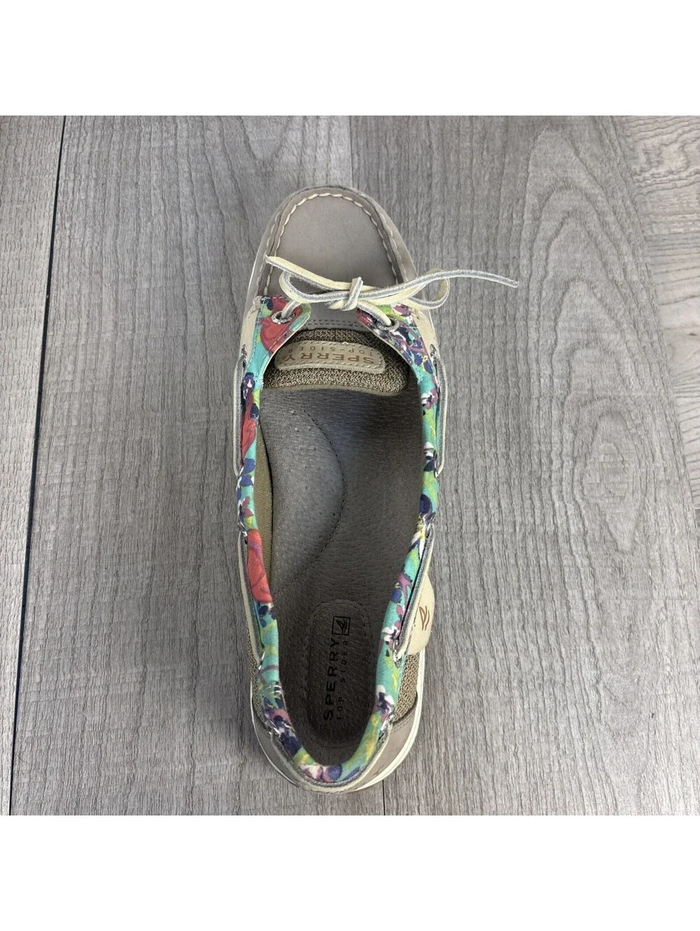 Sperry Top-Sider Angelfish Boat Shoes Floral Mesh Tan Slip On 8.5M